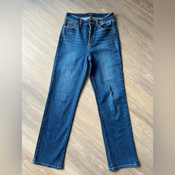 Judy Blue Jeans Womens 3 | 26 Blue Dad Jean Plus Dark Wash Button Fly Stretch - Picture 1 of 6